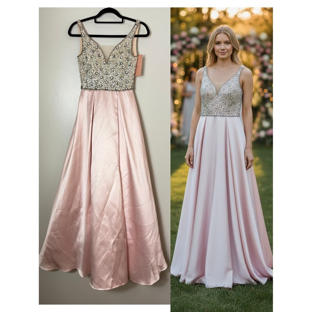 BHLDN Pink Beaded Sequin Gown Wedding Guest Dress Mother of the Bride
